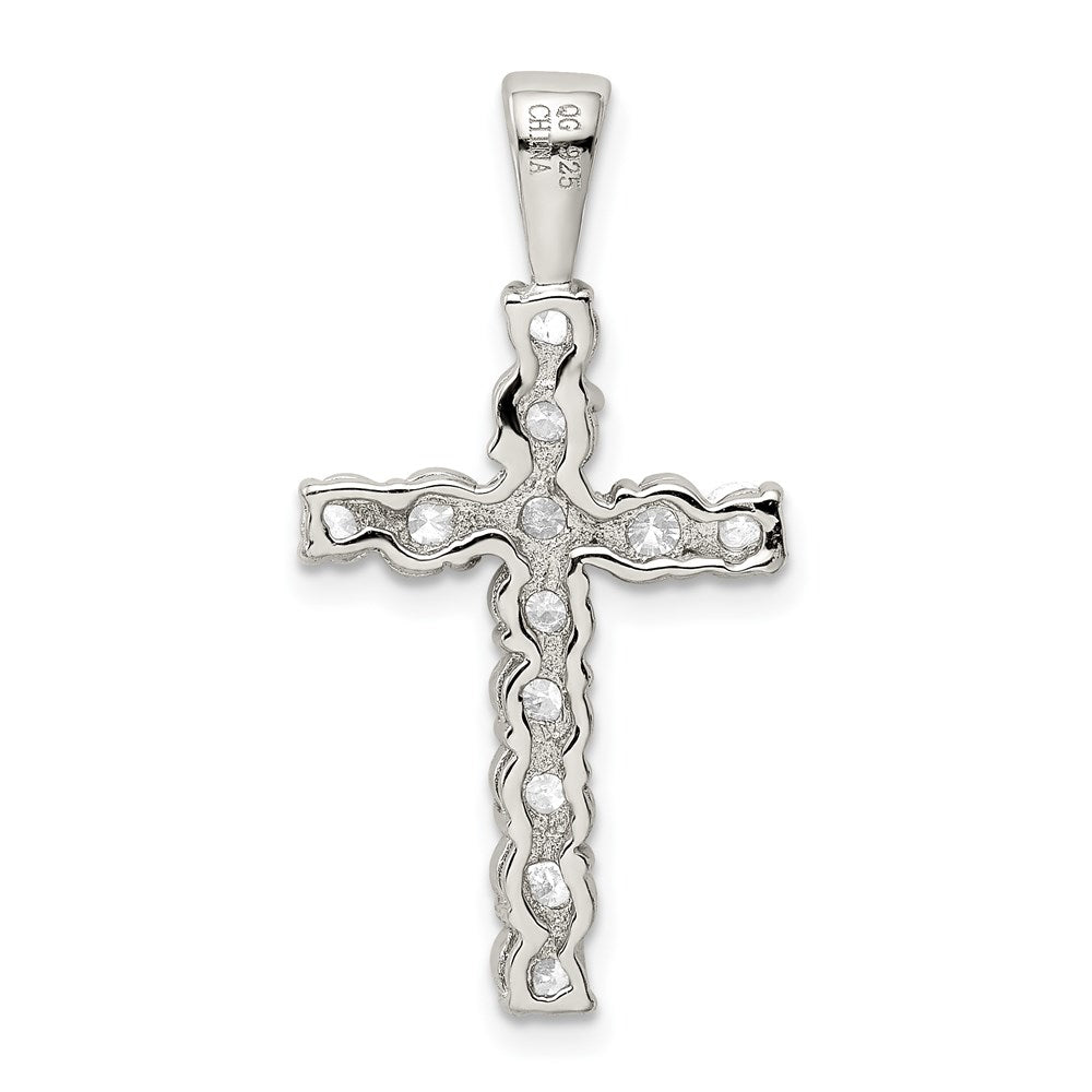 Sterlingsilber Rhodiniert Zirkonia Lateinisch Kreuz Anhänger
