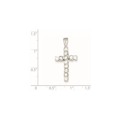 Sterlingsilber Rhodiniert Zirkonia Lateinisch Kreuz Anhänger