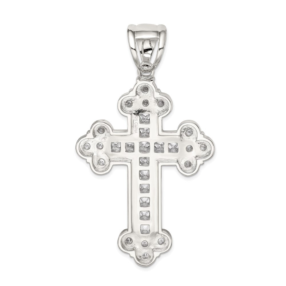Sterlingsilber Rhodiniert Zirkonia Knospend Kreuz Anhänger