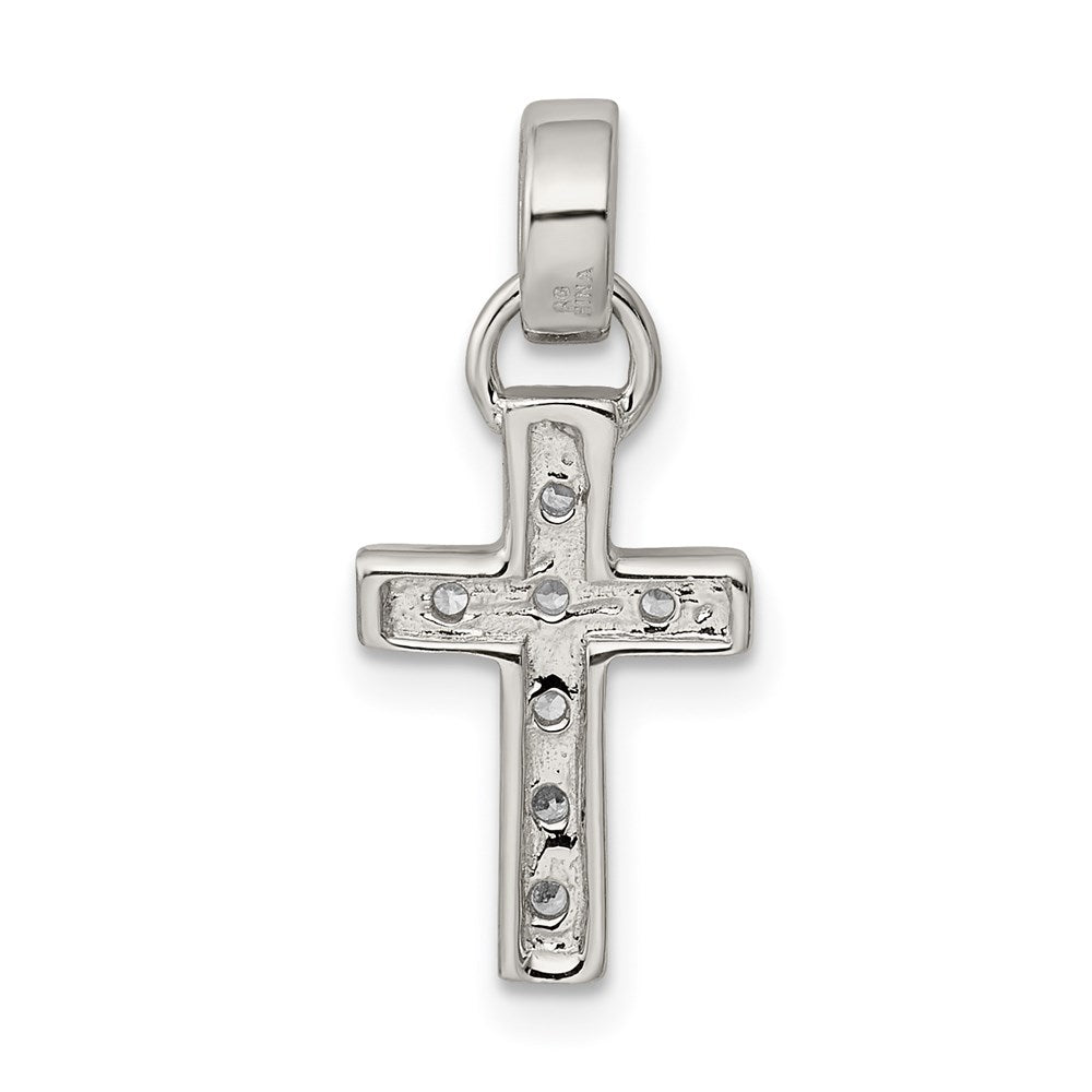 Sterlingsilber Rhodiniert Zirkonia Lateinisch Kreuz Anhänger