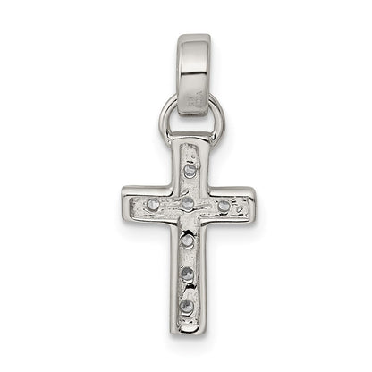 Sterlingsilber Rhodiniert Zirkonia Lateinisch Kreuz Anhänger