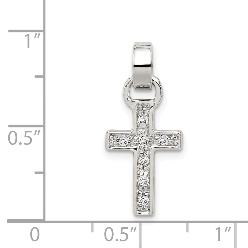 Sterlingsilber Rhodiniert Zirkonia Lateinisch Kreuz Anhänger
