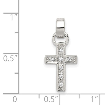 Sterlingsilber Rhodiniert Zirkonia Lateinisch Kreuz Anhänger