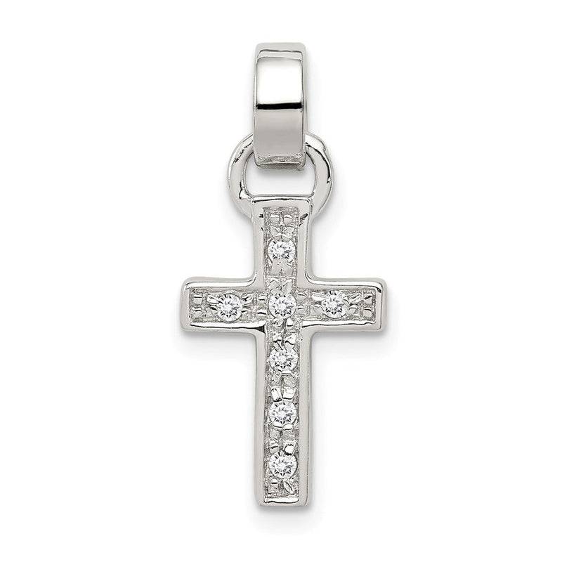 Sterlingsilber Rhodiniert Zirkonia Lateinisch Kreuz Anhänger