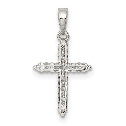 Sterlingsilber Rhodiniert Zirkonia Kreuz Anhänger