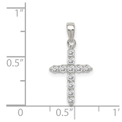 Sterlingsilber Rhodiniert Zirkonia Kreuz Anhänger