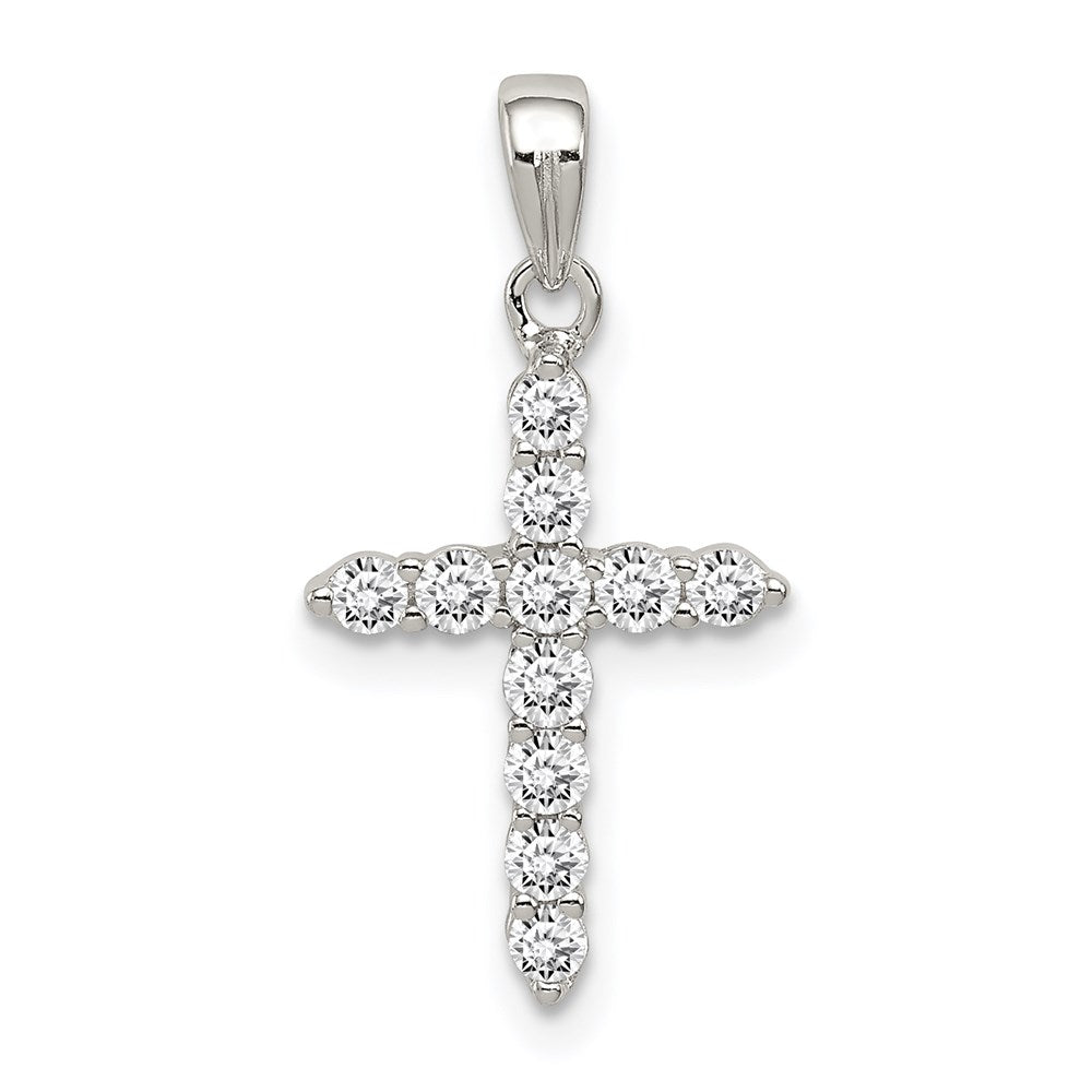 Sterlingsilber Rhodiniert Zirkonia Kreuz Anhänger