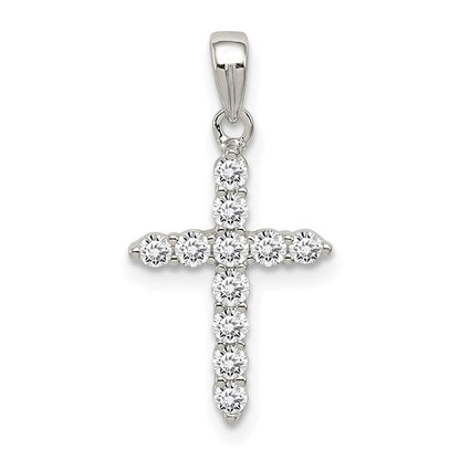 Sterlingsilber Rhodiniert Zirkonia Kreuz Anhänger