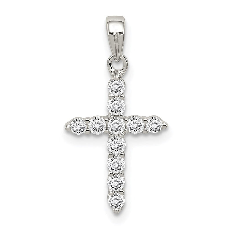 Sterlingsilber Rhodiniert Zirkonia Kreuz Anhänger