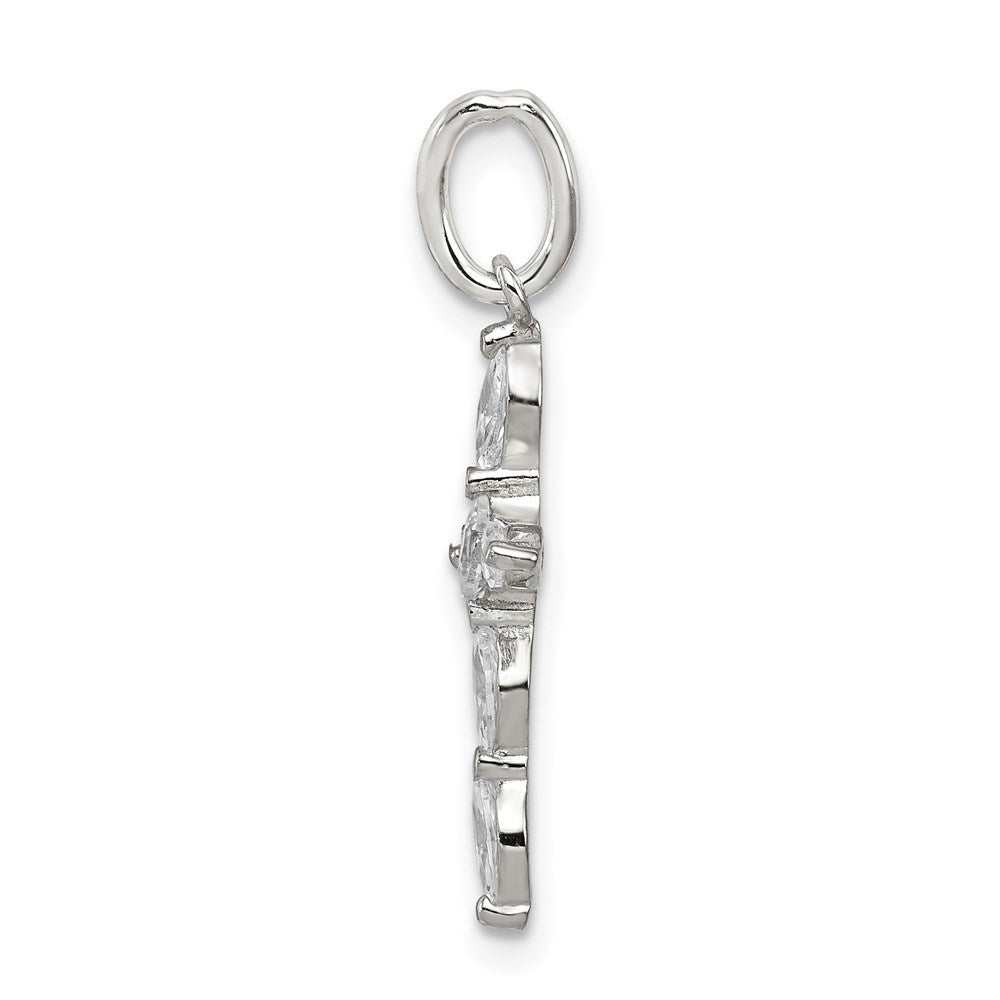 Sterlingsilber Rhodiniert Zirkonia Kreuz Charm