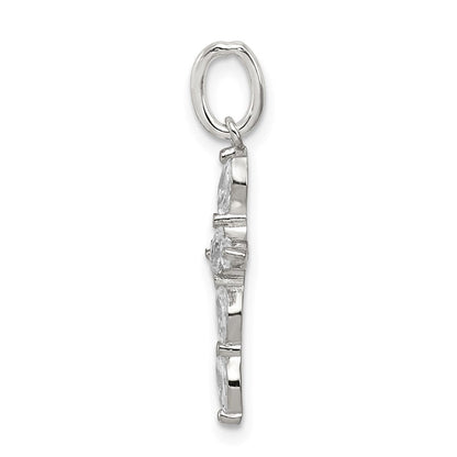 Sterlingsilber Rhodiniert Zirkonia Kreuz Charm