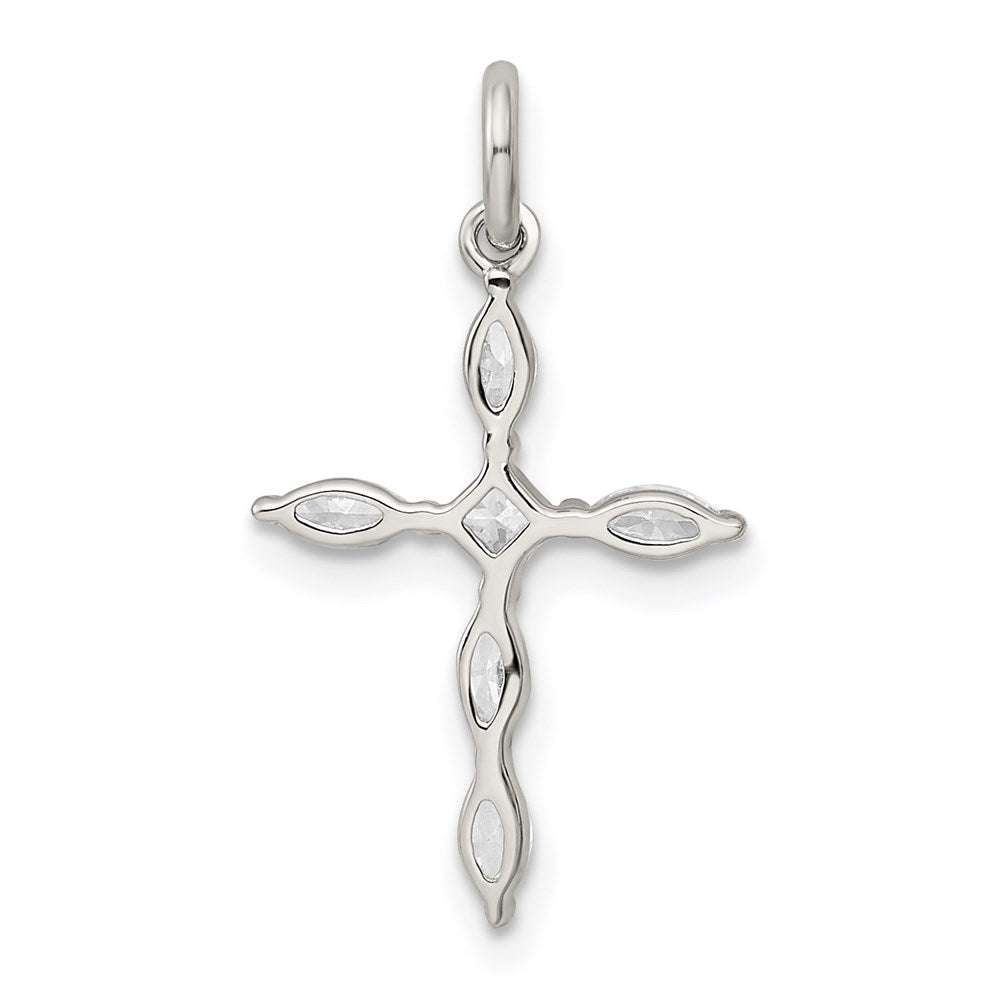 Sterlingsilber Rhodiniert Zirkonia Kreuz Charm