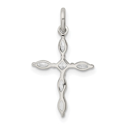 Sterlingsilber Rhodiniert Zirkonia Kreuz Charm