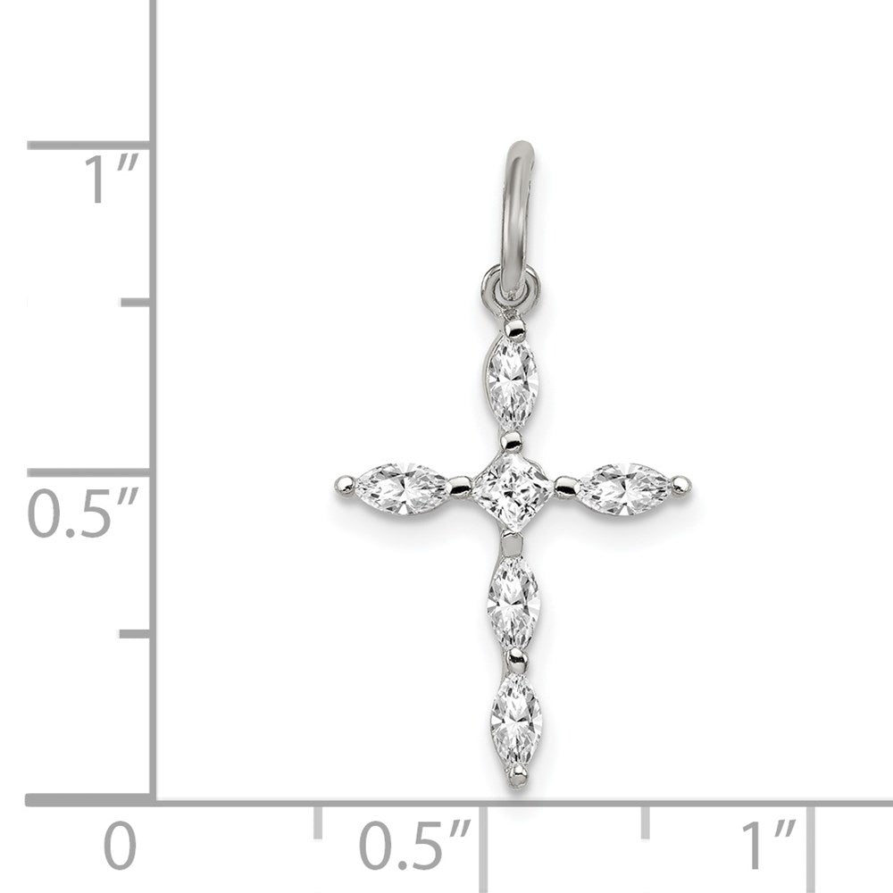 Sterlingsilber Rhodiniert Zirkonia Kreuz Charm