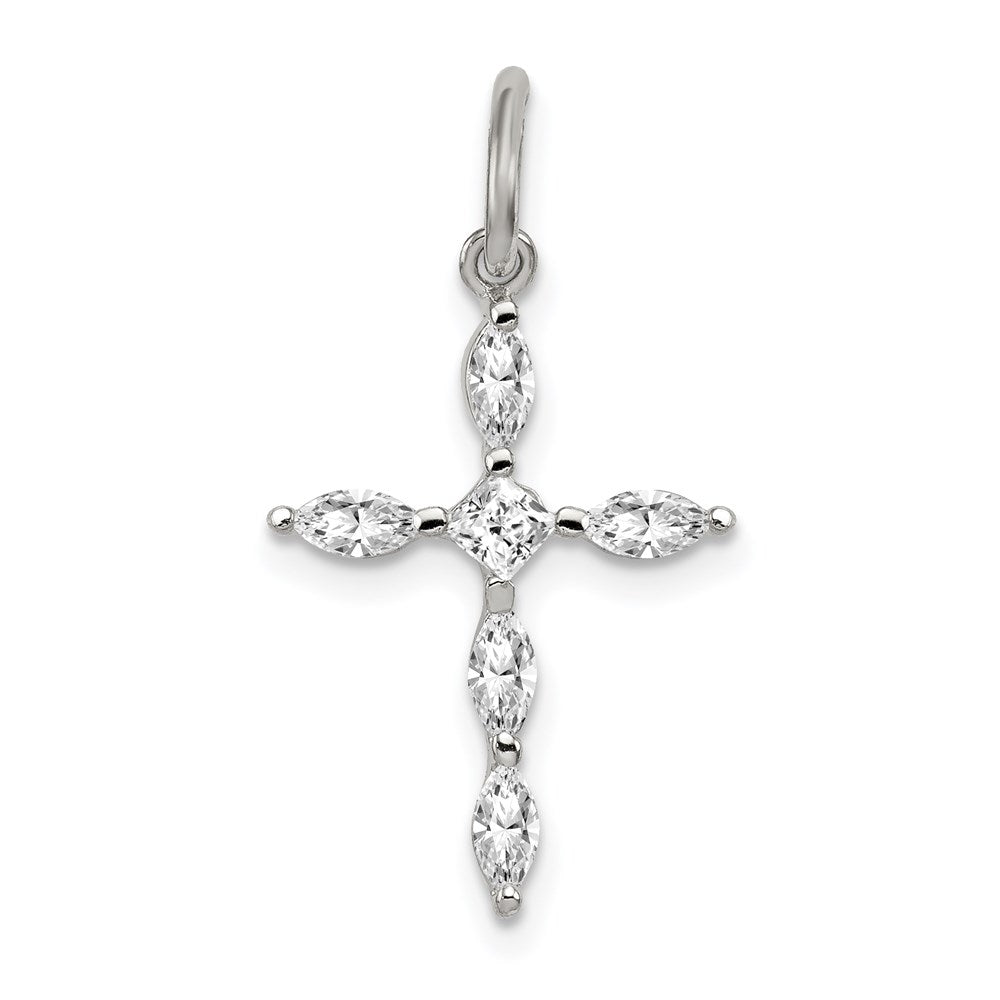 Sterlingsilber Rhodiniert Zirkonia Kreuz Charm