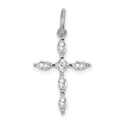 Sterlingsilber Rhodiniert Zirkonia Kreuz Charm