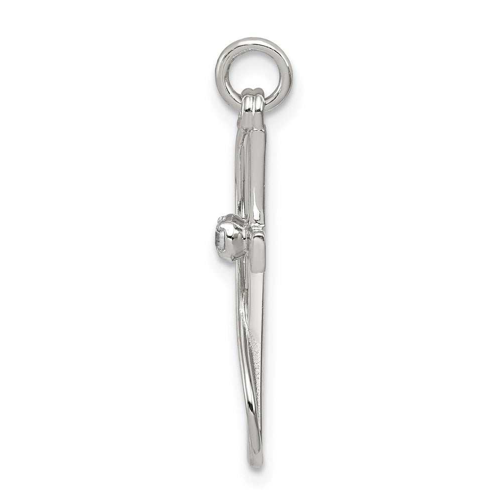 Sterlingsilber Rhodiniert Zirkonia Kreuz Anhänger