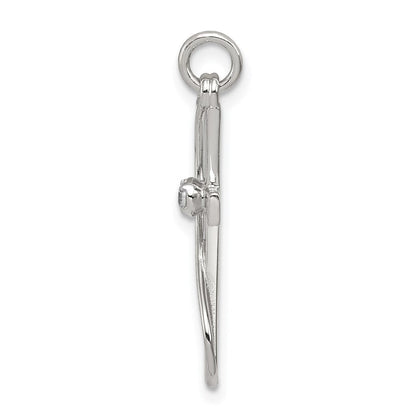 Sterlingsilber Rhodiniert Zirkonia Kreuz Anhänger