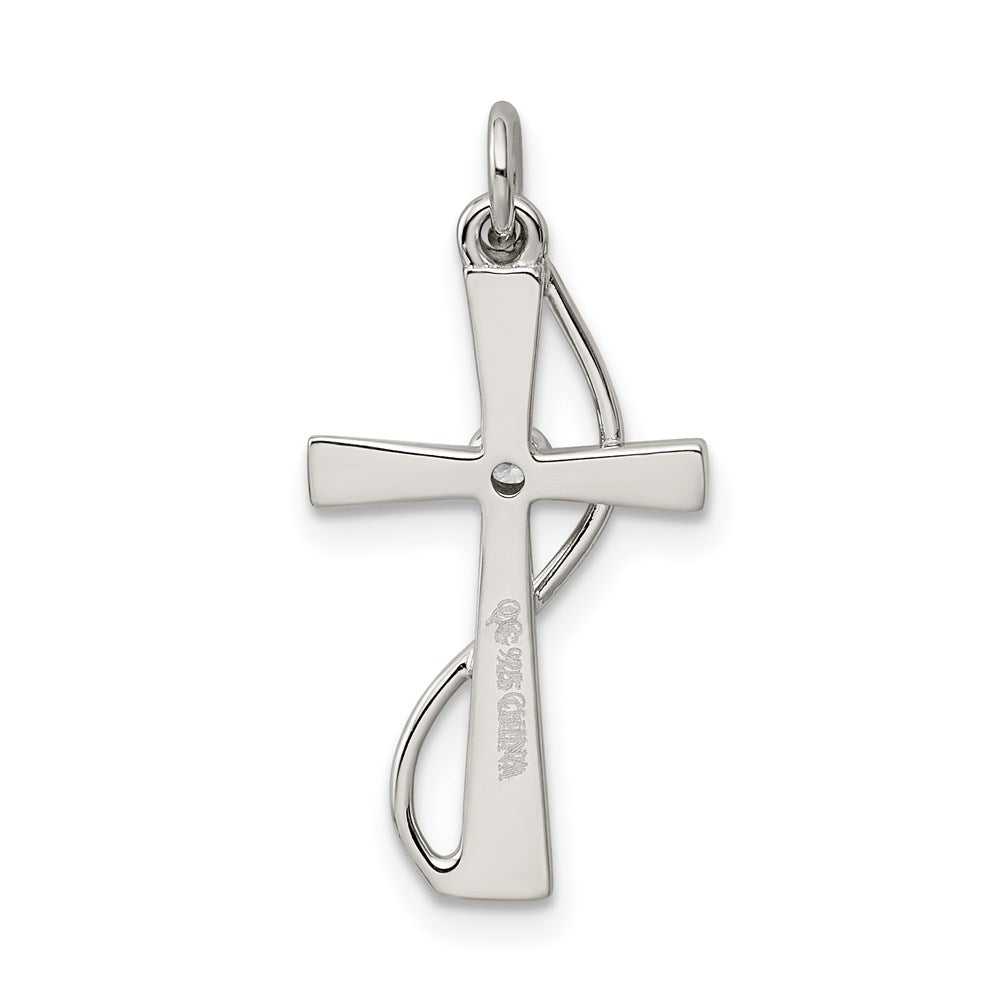 Sterlingsilber Rhodiniert Zirkonia Kreuz Anhänger