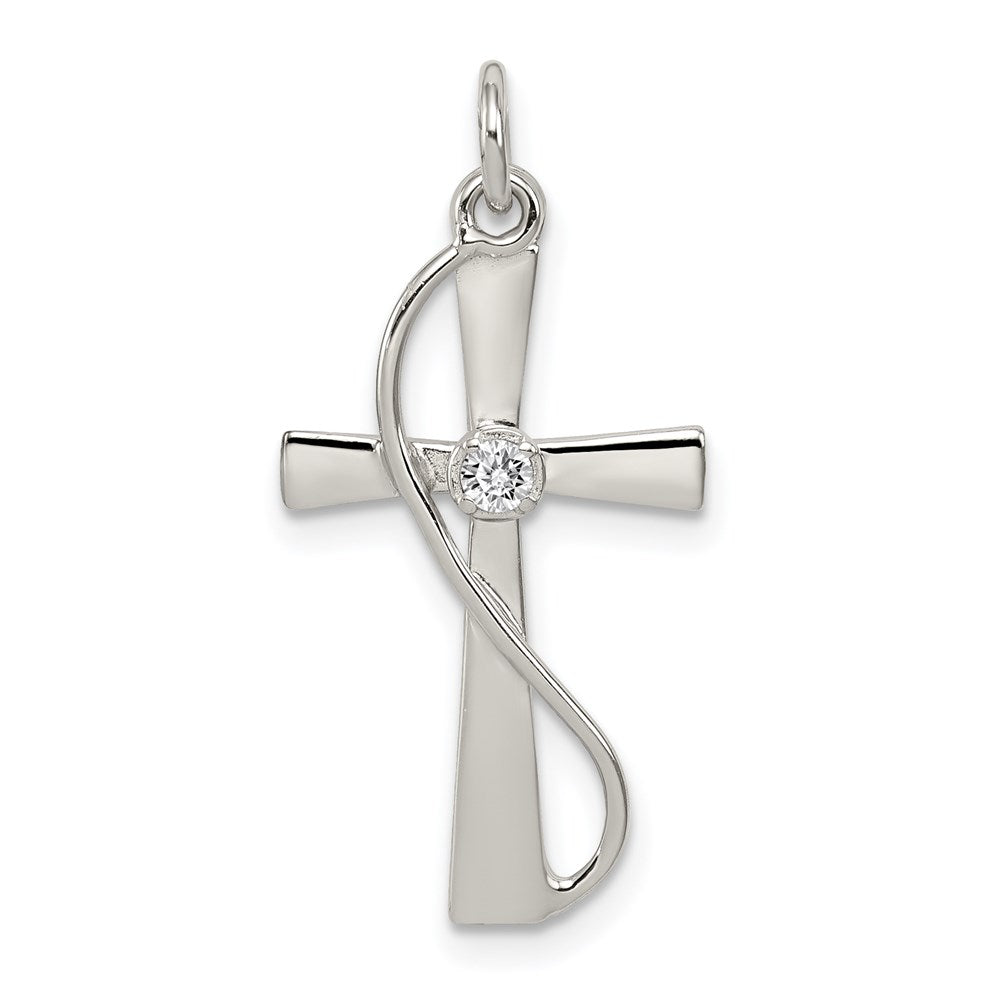 Sterlingsilber Rhodiniert Zirkonia Kreuz Anhänger