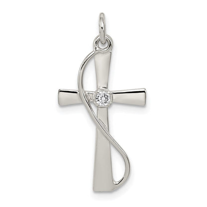 Sterlingsilber Rhodiniert Zirkonia Kreuz Anhänger
