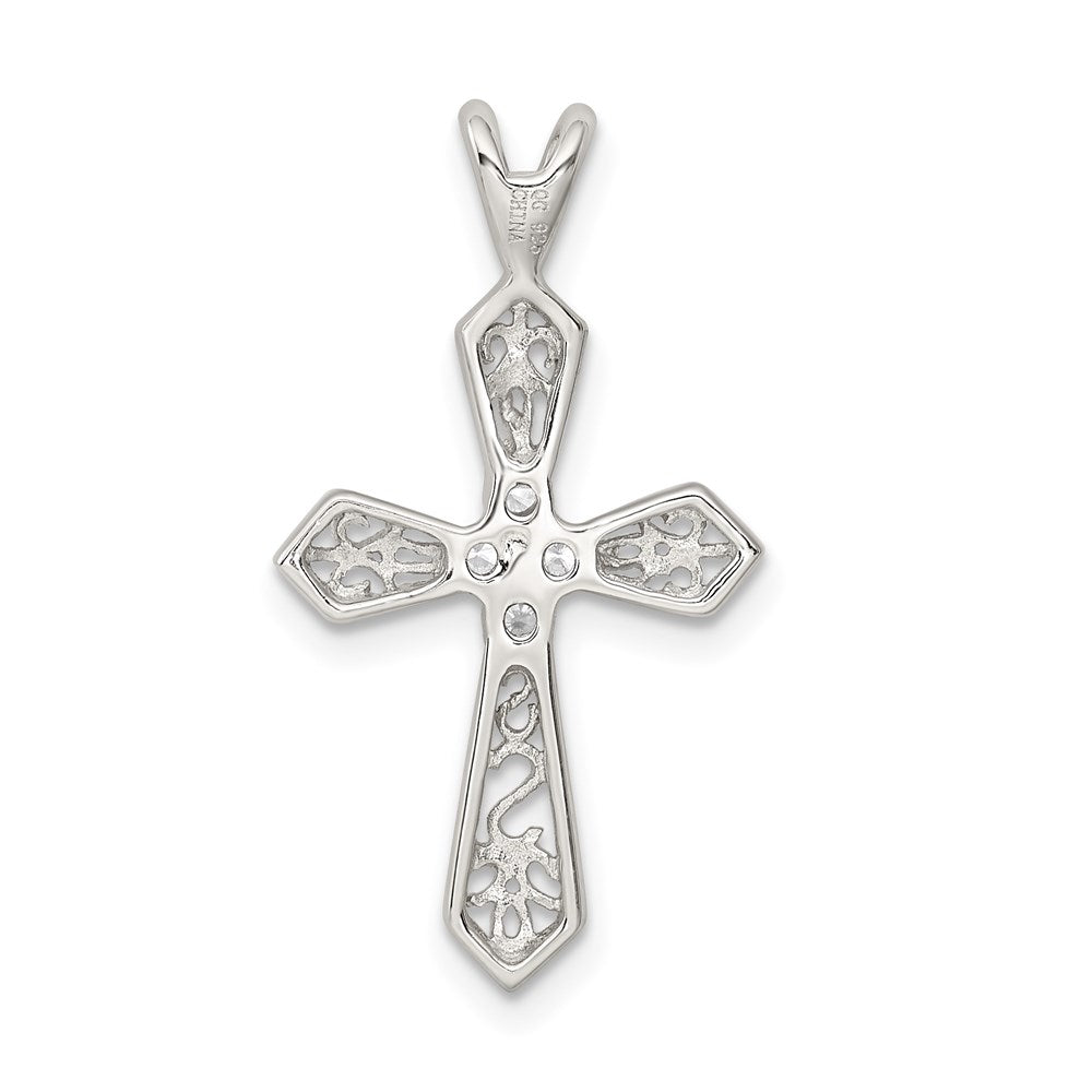 Sterlingsilber Rhodiniert Zirkonia Passion Kreuz Anhänger