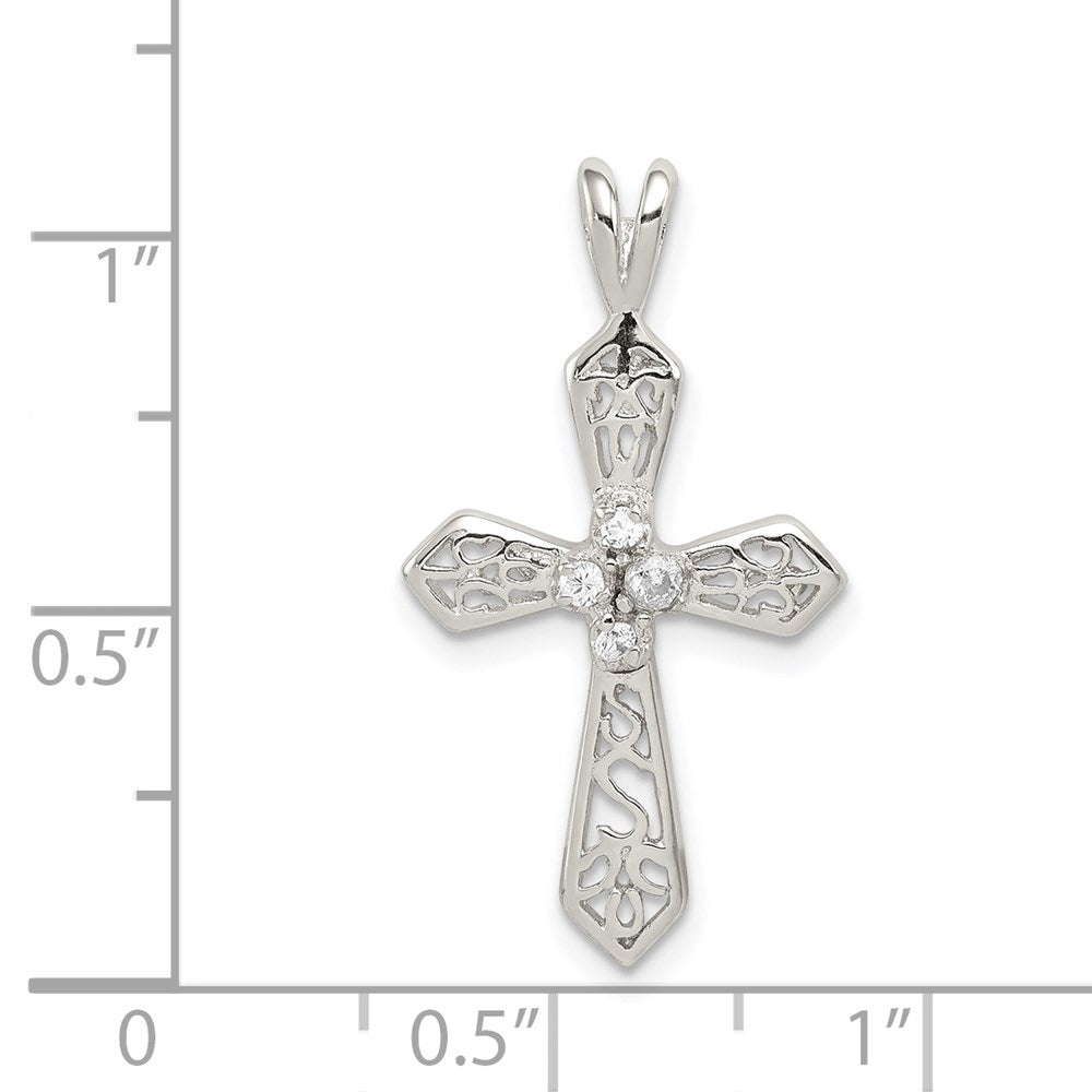 Sterlingsilber Rhodiniert Zirkonia Passion Kreuz Anhänger