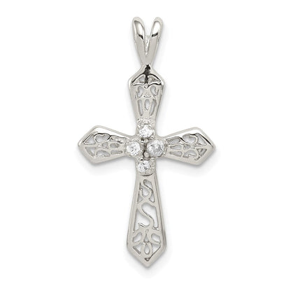 Sterlingsilber Rhodiniert Zirkonia Passion Kreuz Anhänger