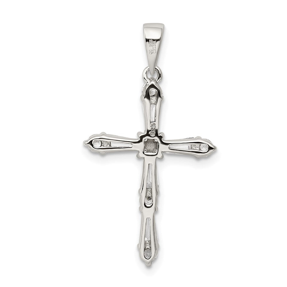 Sterlingsilber Rhodiniert Zirkonia Kreuz Anhänger