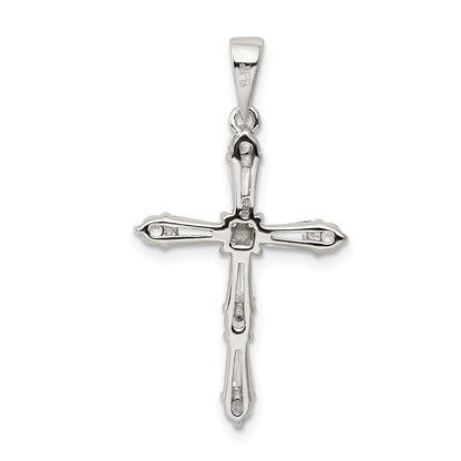 Sterlingsilber Rhodiniert Zirkonia Kreuz Anhänger