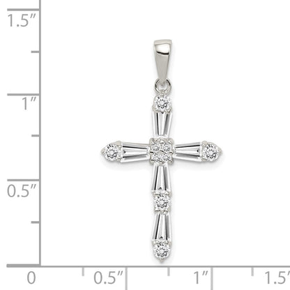 Sterlingsilber Rhodiniert Zirkonia Kreuz Anhänger