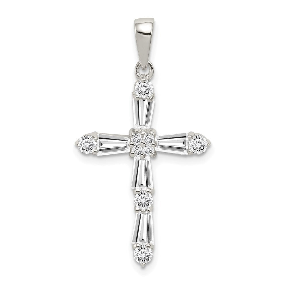 Sterlingsilber Rhodiniert Zirkonia Kreuz Anhänger
