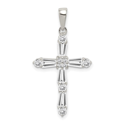 Sterlingsilber Rhodiniert Zirkonia Kreuz Anhänger