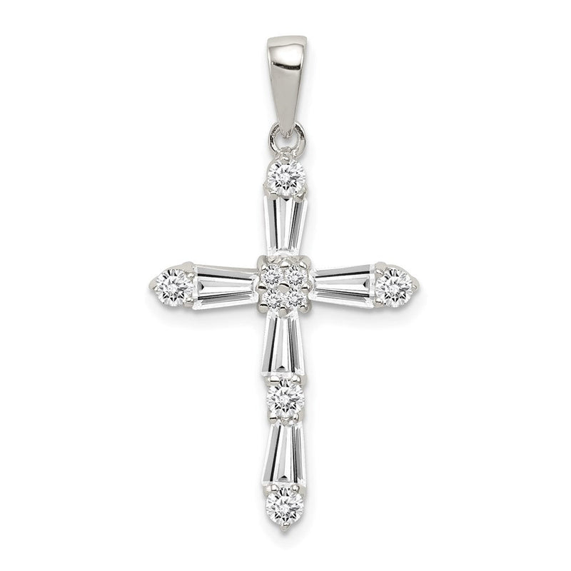 Sterlingsilber Rhodiniert Zirkonia Kreuz Anhänger