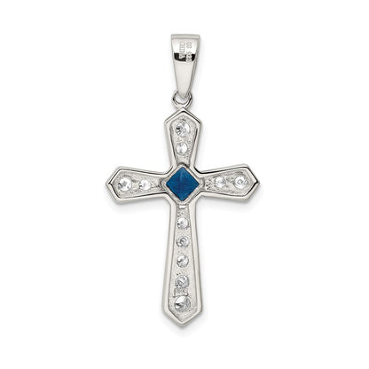 Sterlingsilber Rhodiniert Blau Zirkonia Mittig & Passion Kreuz Anhänger