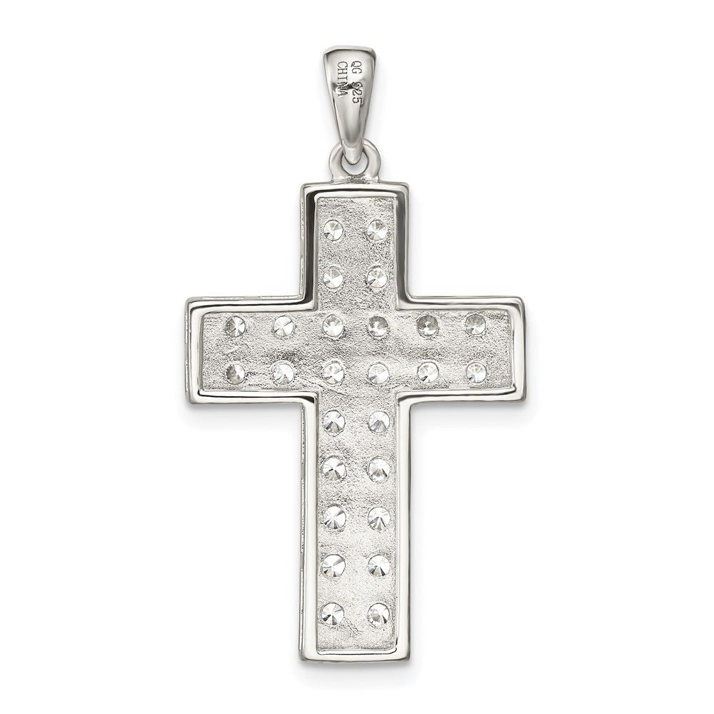 Sterlingsilber Rhodiniert Zirkonia Lateinisch Kreuz Anhänger
