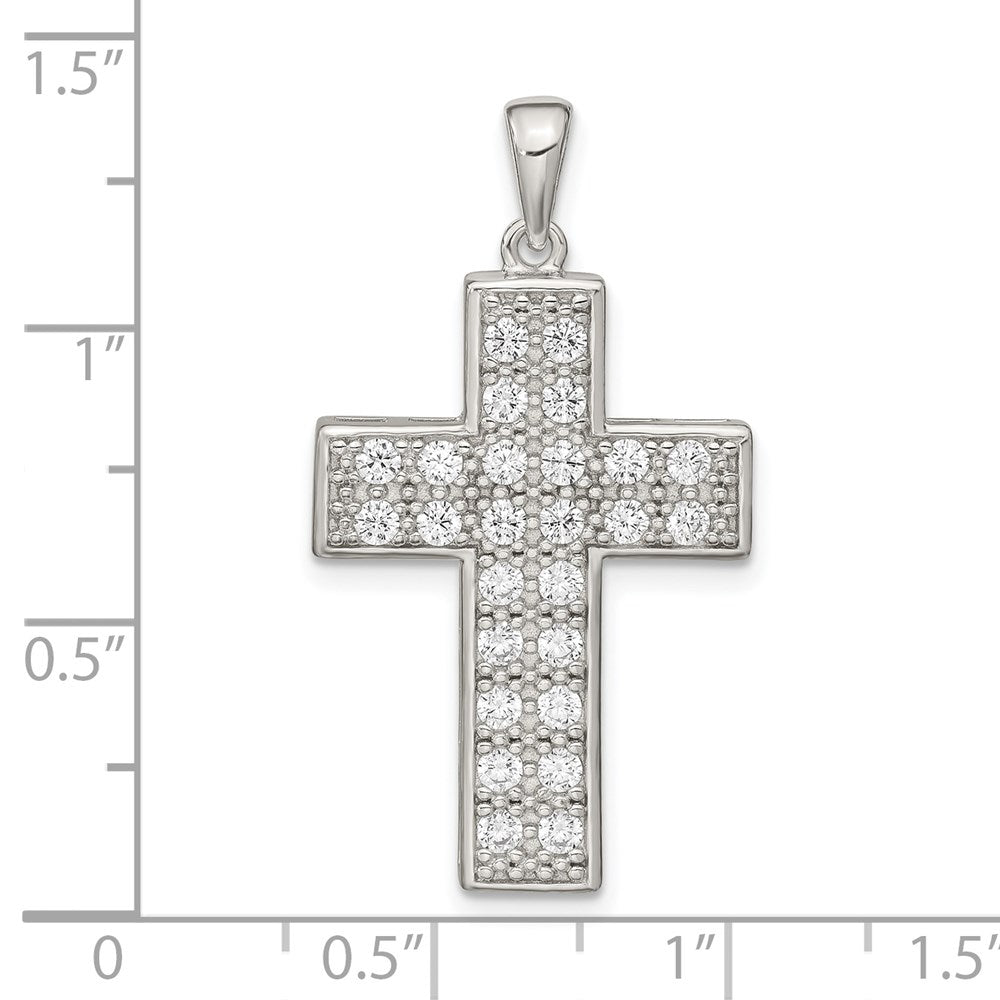 Sterlingsilber Rhodiniert Zirkonia Lateinisch Kreuz Anhänger