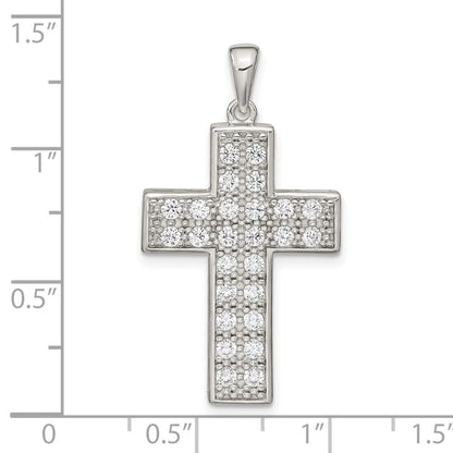 Sterlingsilber Rhodiniert Zirkonia Lateinisch Kreuz Anhänger