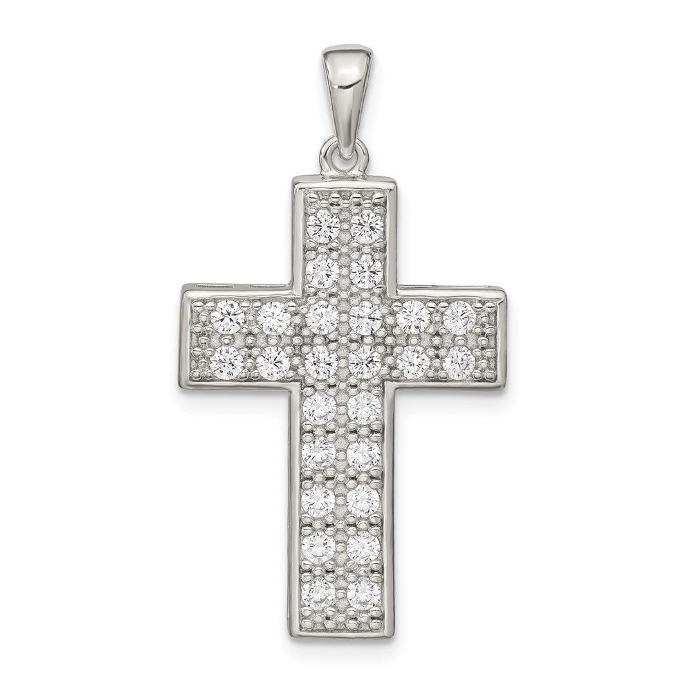 Sterlingsilber Rhodiniert Zirkonia Lateinisch Kreuz Anhänger