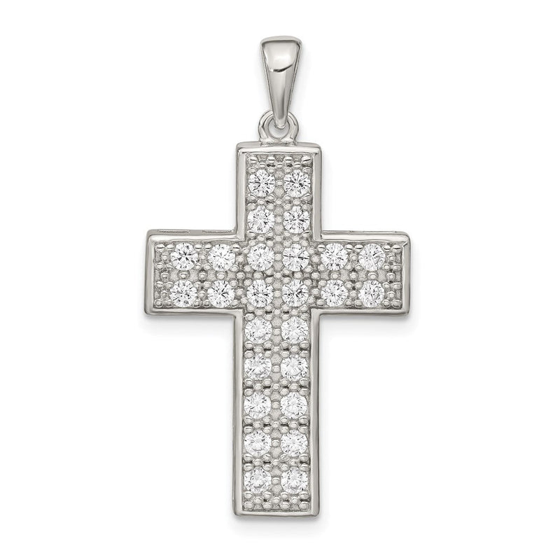 Sterlingsilber Rhodiniert Zirkonia Lateinisch Kreuz Anhänger