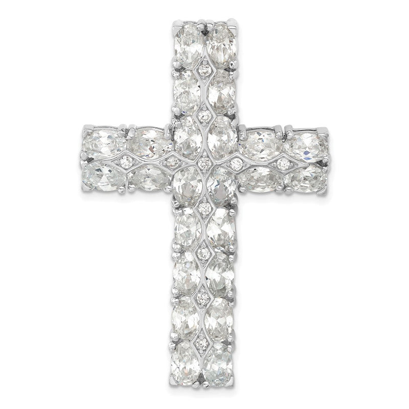 Sterlingsilber Poliert Fantasie Zirkonia Lateinisch Kreuz Anhänger