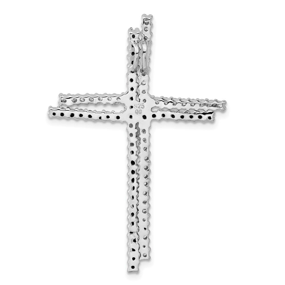 Sterlingsilber Schwarz & Klar Zirkonia Kreuz Anhänger