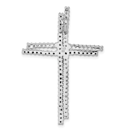 Sterlingsilber Schwarz & Klar Zirkonia Kreuz Anhänger