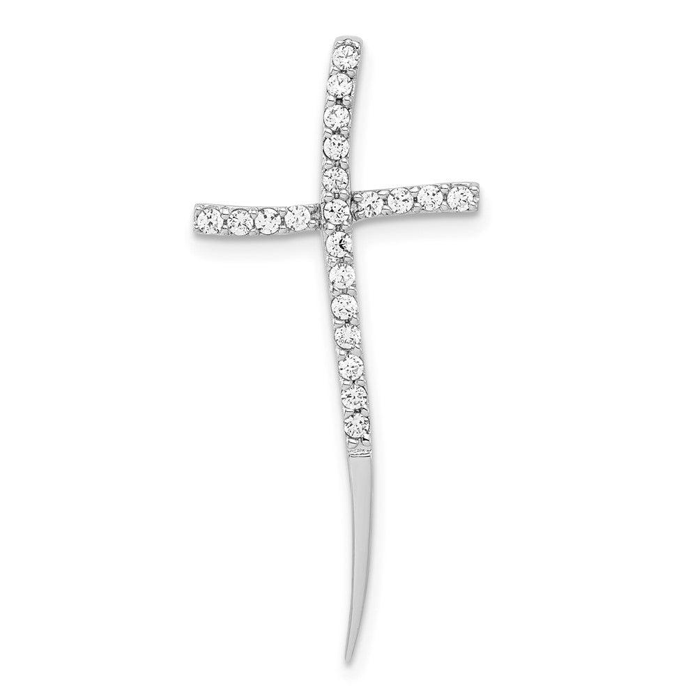 Sterlingsilber Poliert Zirkonia Kreuz Anhänger