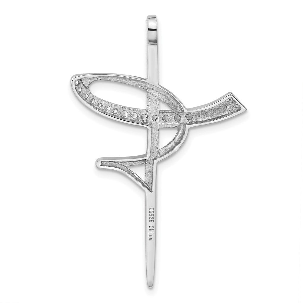 Sterlingsilber Rhodiniert Zirkonia Kreuz Anhänger