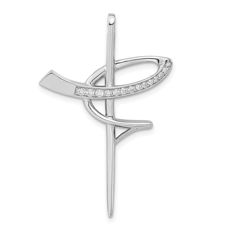 Sterlingsilber Rhodiniert Zirkonia Kreuz Anhänger