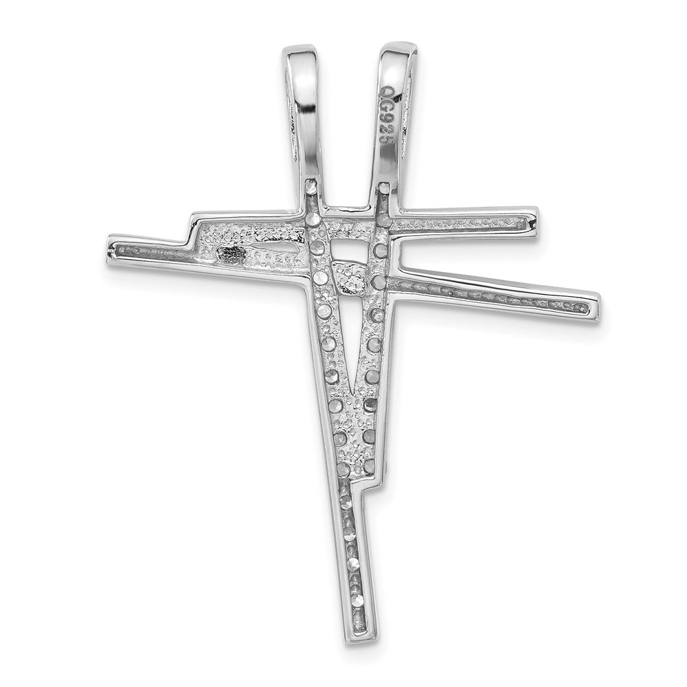 Sterlingsilber Poliert Fantasie Zirkonia Kreuz Anhänger