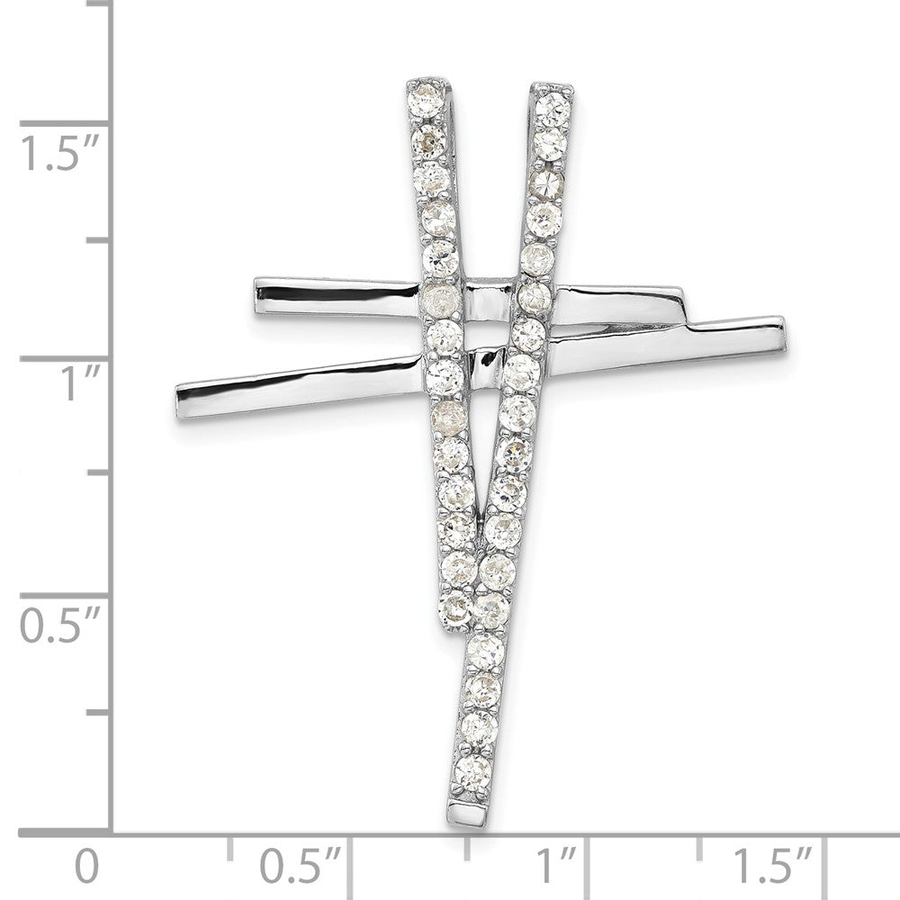Sterlingsilber Poliert Fantasie Zirkonia Kreuz Anhänger
