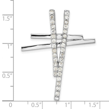 Sterlingsilber Poliert Fantasie Zirkonia Kreuz Anhänger