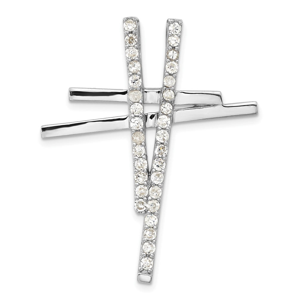 Sterlingsilber Poliert Fantasie Zirkonia Kreuz Anhänger